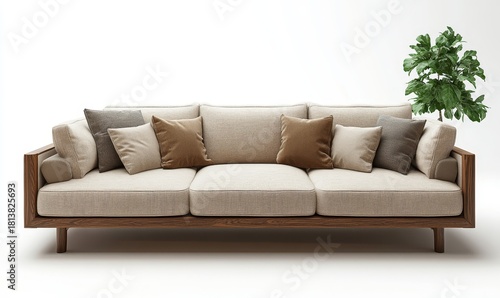 Wallpaper Mural Minimalistic interior design with a sofa, furniture, and simple decor in a living room. Feng shui and zen principles for modern homes, with a focus on clean lines and cozy furnishings, Generative AI Torontodigital.ca