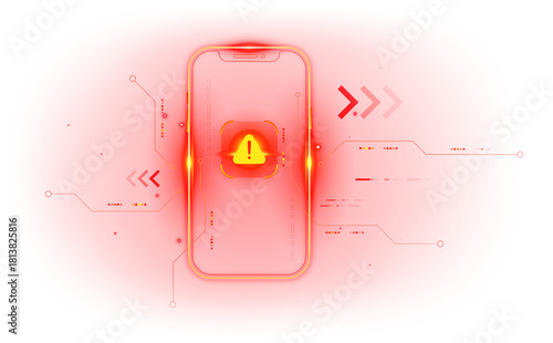 PNG Mobile Phone Data Security Threat - Cyber Attack and Hack Warning Concept on Digital Internet Alert Screen Transparent Background