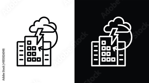 disaster recovery Two-tone version in black and white background