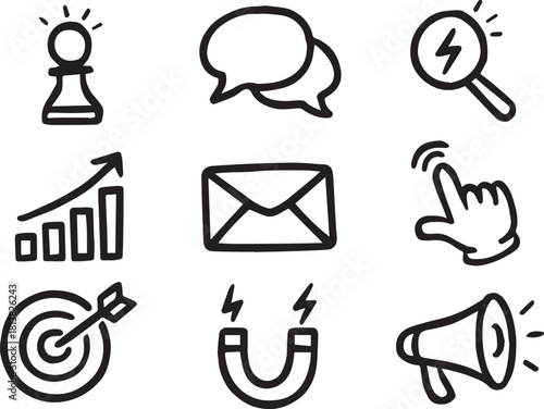 Business Growth and Marketing Strategy Icons A Collection of Icons for Your Digital and Print Needs