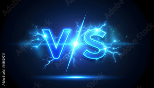 Modern VS versus icon in bold typography with neon glow