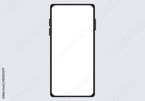 smartphone mockup with blank white screen in flat, line and realistic style, detailed mobile phone mockup, black and white models smartphone front view, model 3D mobile phone iphone