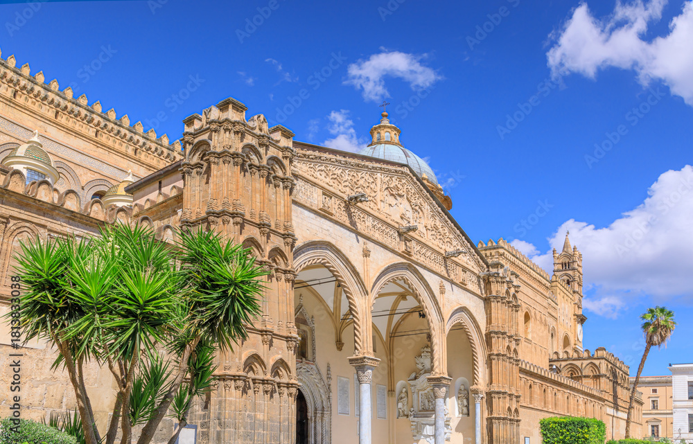 Fototapeta premium Palermo Cathedral with portico of main facade in Sicily, Italy. 