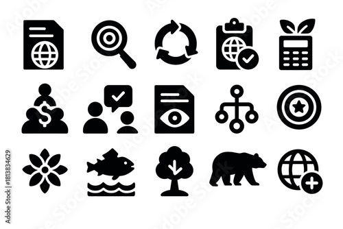 Essential business and ecology icons set for modern applications