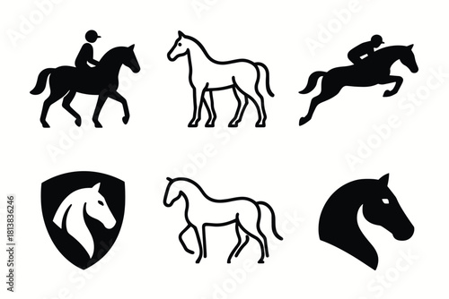 Horse silhouette collection: equestrian icons and designs