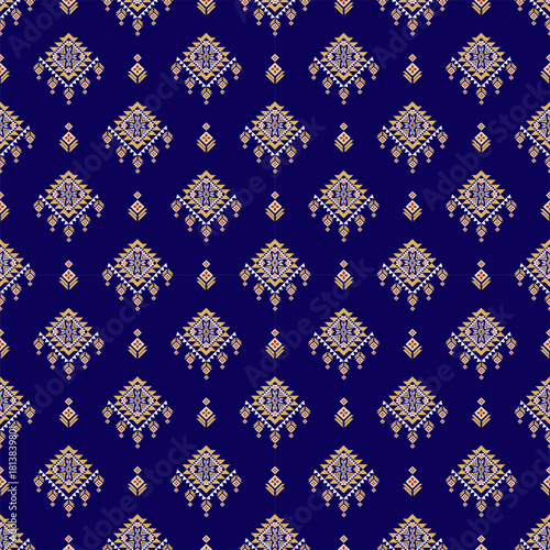Navy Blue and Gold Geometric Chandelier Pattern