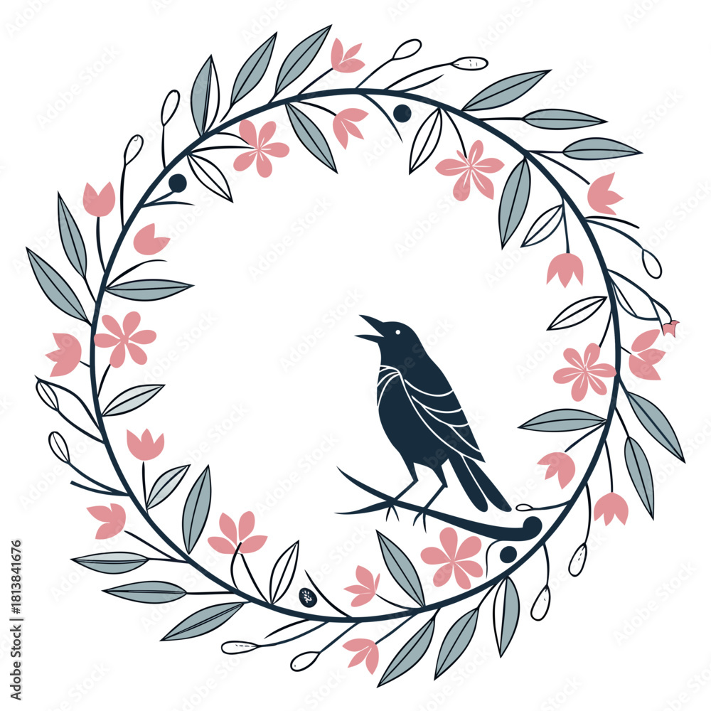Fototapeta premium floral background with birds