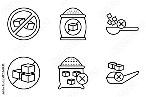 no sugar icon set, of vector icons isolated on a white background.