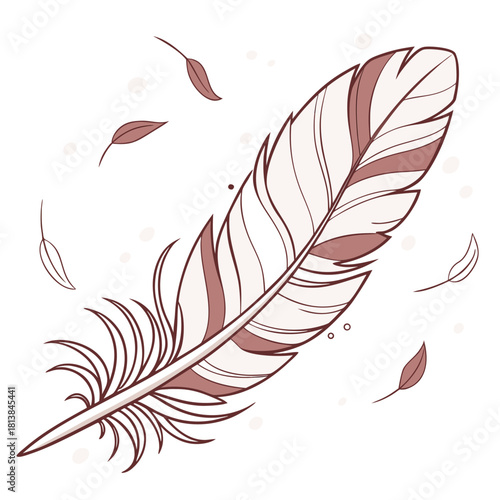 Abstract Vector of an Owl Feather Floating on a Breeze, symbolizing silence, softness, and air movement.