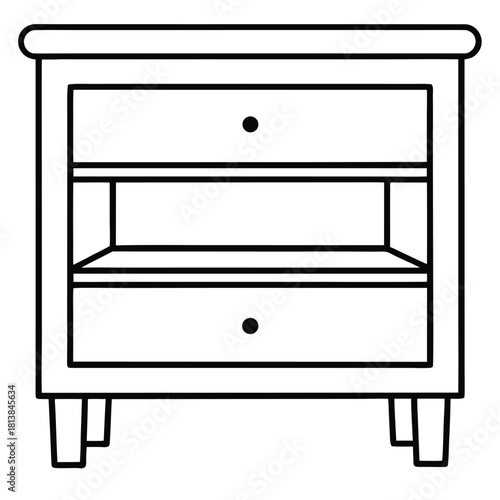 A Flat Vector of a Bedside Shelf, a simple, open nightstand or wall-mounted shelf.