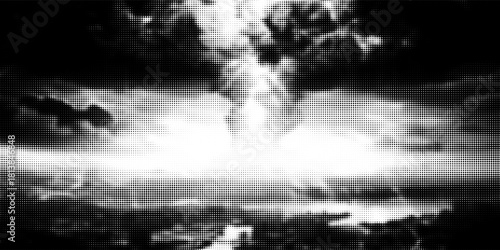 Edge frame. Halftone cartoon border. Pop art dot. Attention pattern. Faded attention texture. Black line isolated on white background. Concentration lines design. Grunge dots zoom. Vector illustration