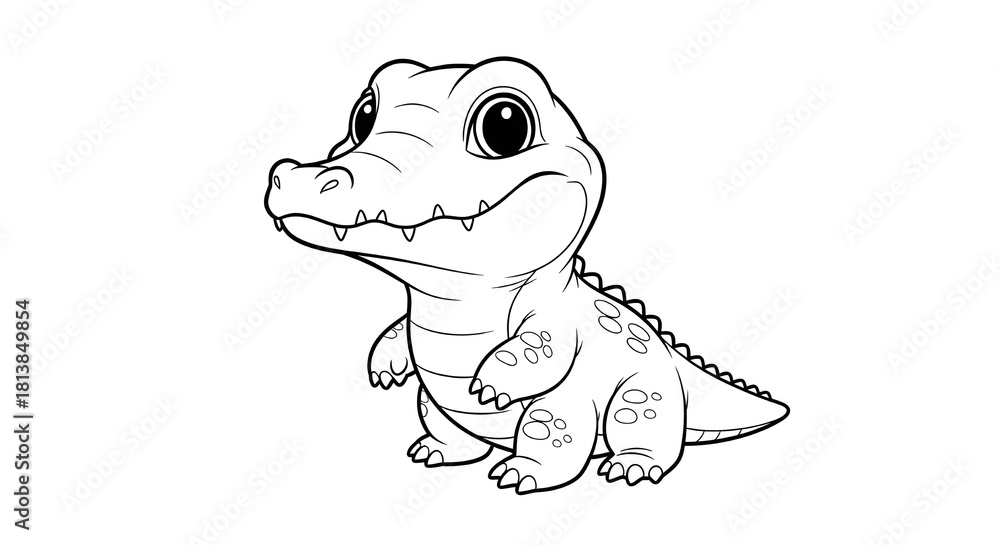 Fototapeta premium Crocodile – Hatchling - A hatchling crocodile in its natural environment, highlighting its appearance, early development, and typical behavior