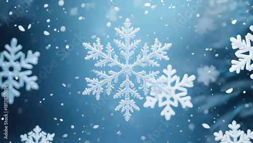 Animated falling snowflakes in winter