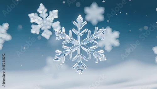 Animated falling snowflakes in winter