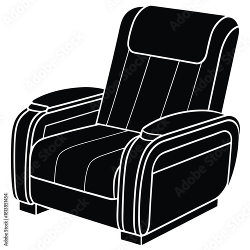 Modern Flat Vector of an Armrest Recliner, a comfortable armchair with arm support and reclining function.