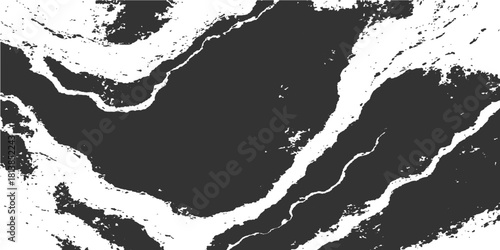 Black and white texture background with grunge ink splash pattern and Europe map vector design border