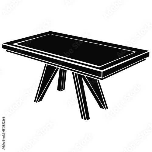 A Modern Flat Vector of a Glass Dining Table, suitable for a contemporary dining room.