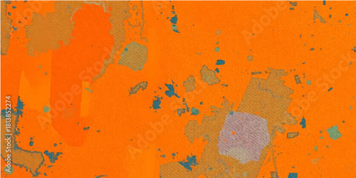 Aged, textured, and grunge surface pattern of peeling paint on old, rusty brown iron metal wall backdrop