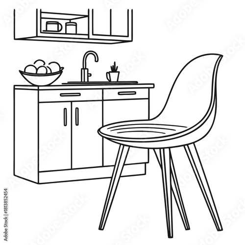 A Modern Flat Vector of a Kitchen Dining Chair, suitable for dining area seating.