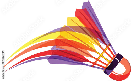 Artistic badminton shuttlecock with vibrant colors symbolizes sports fitness and competitive athleticism