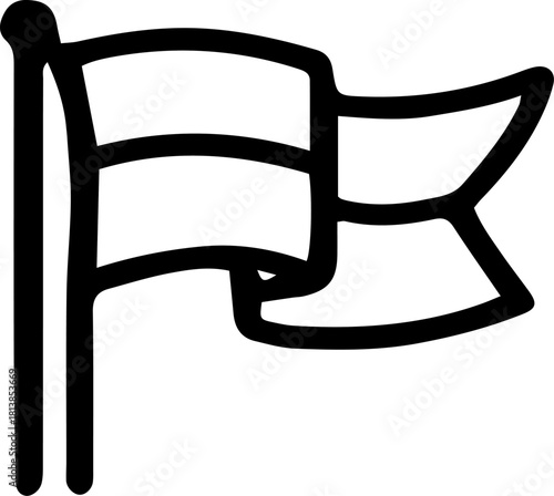 Simple flag waving gently in the breeze, representing victory and achievement against a plain white canvas, creating a minimalist and symbolic image.