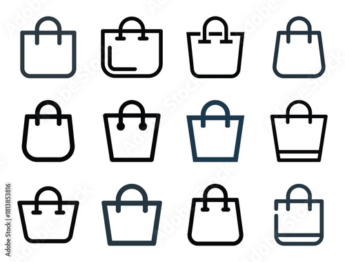 Shopping bag icon set for retail, commerce, and online store concepts.