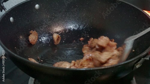Deep Frying Thai Sausage (Kun Chiang) in Hot Oil