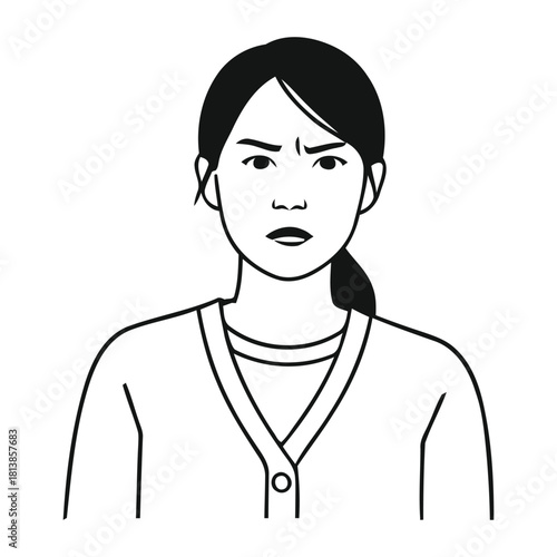 Woman with angry expression vector EPS icon
