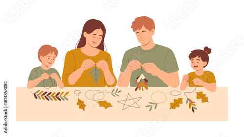 Crafting Moments Together: A family engrossed in creative endeavors, bonding over needlework, and fostering a shared passion for artistic expression, creating a tapestry of love and togetherness.