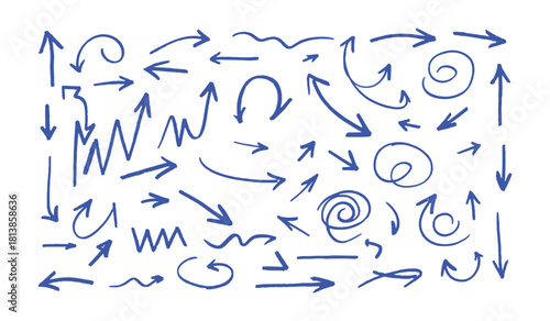 Collection of hand drawn arrow shapes vector EPS icon