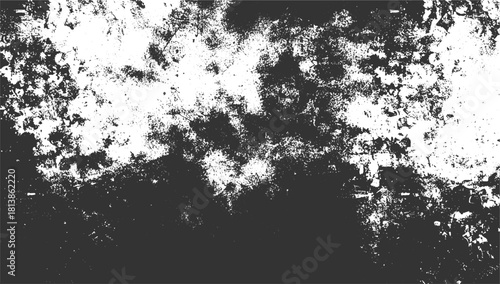 Black and white textured grunge background with abstract splatters and rough surface details vector