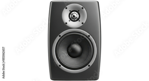 Studio monitor speaker isolated on white professional audio equipment for music production and sound engineering applications