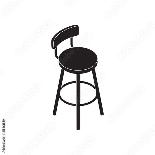 Bar stool isometric silhouette vector flat illustration design on white background