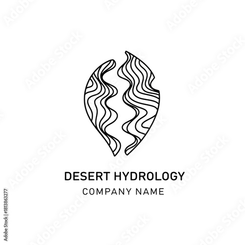 Desert Hydrology Company Logo Design with Water Flow Lines.