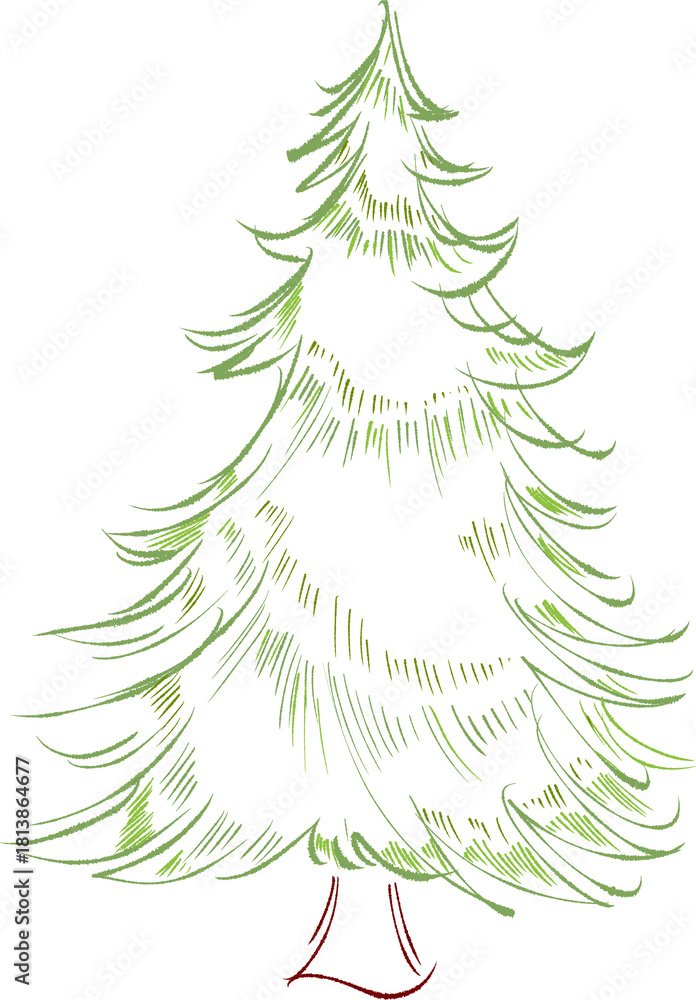 Obraz premium christmas tree illustration hand drawn