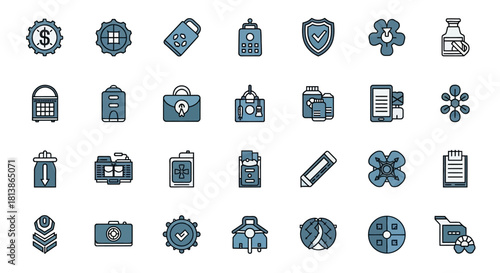 Collection of Business and Technology Icons.