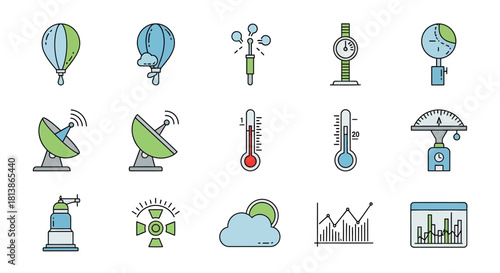 Collection of Weather and Technology Icons.