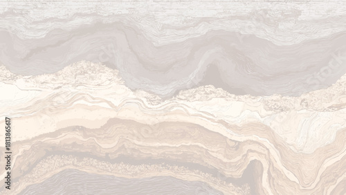 Abstract flowing lines and textured layers in muted beige and grey tones background pattern