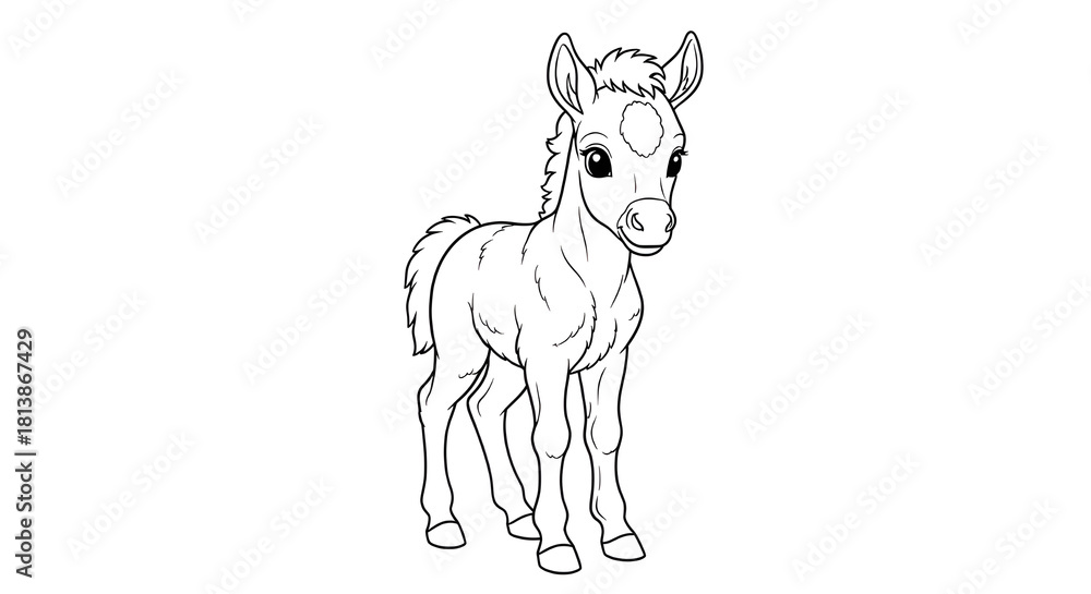 Fototapeta premium Donkey – Foal - A foal donkey in its natural environment, highlighting its appearance, early development, and typical behavior. 