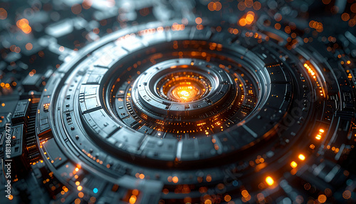 Wallpaper Mural Futuristic Abstract Core: Intricate details of a futuristic core, glowing with energy and precision, symbolizing the power of technological advancement and innovation.  Torontodigital.ca