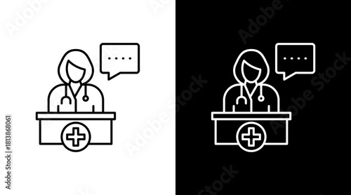 Health Consultations White Icon Set Design