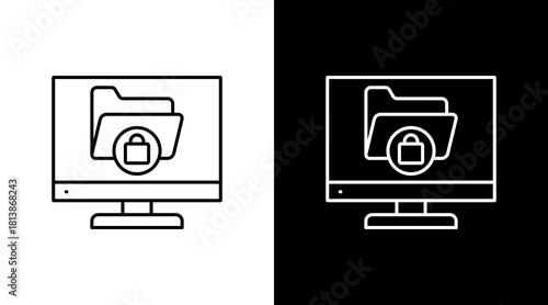 Data Encryption White Icon Set Design