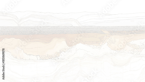 Abstract layered geological strata with textured rock formations and flowing lines background