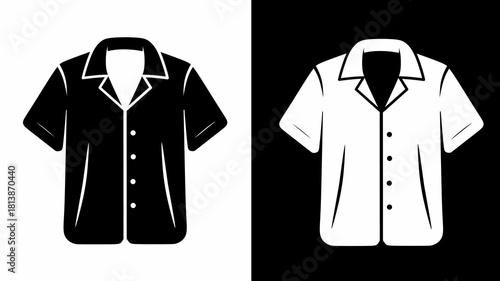 Hawaiian Shirt Icon Set: Stylish Summer Apparel Graphic Illustration