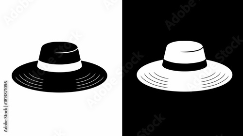 Elegant Wide Brim Hats in Black and White Fashion Accessories