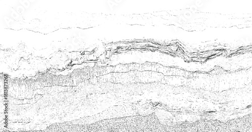 Black and white abstract pattern of layered geological strata and rock textures background