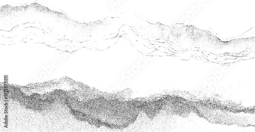 Abstract monochrome stippled texture with flowing organic lines and dense dot patterns black white