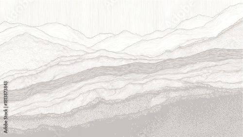 Abstract layered landscape with textured mountain ranges and vertical lines vector