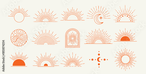 Boho style arches and frames with floral and celestial elements collection