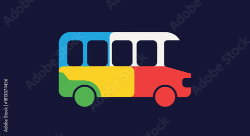 Colorful Bus Illustration.